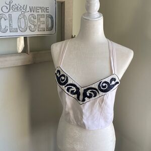 𝅺THANA Made in Italy Vintage Hand Beaded and Sequin with Side Zip Crop Top